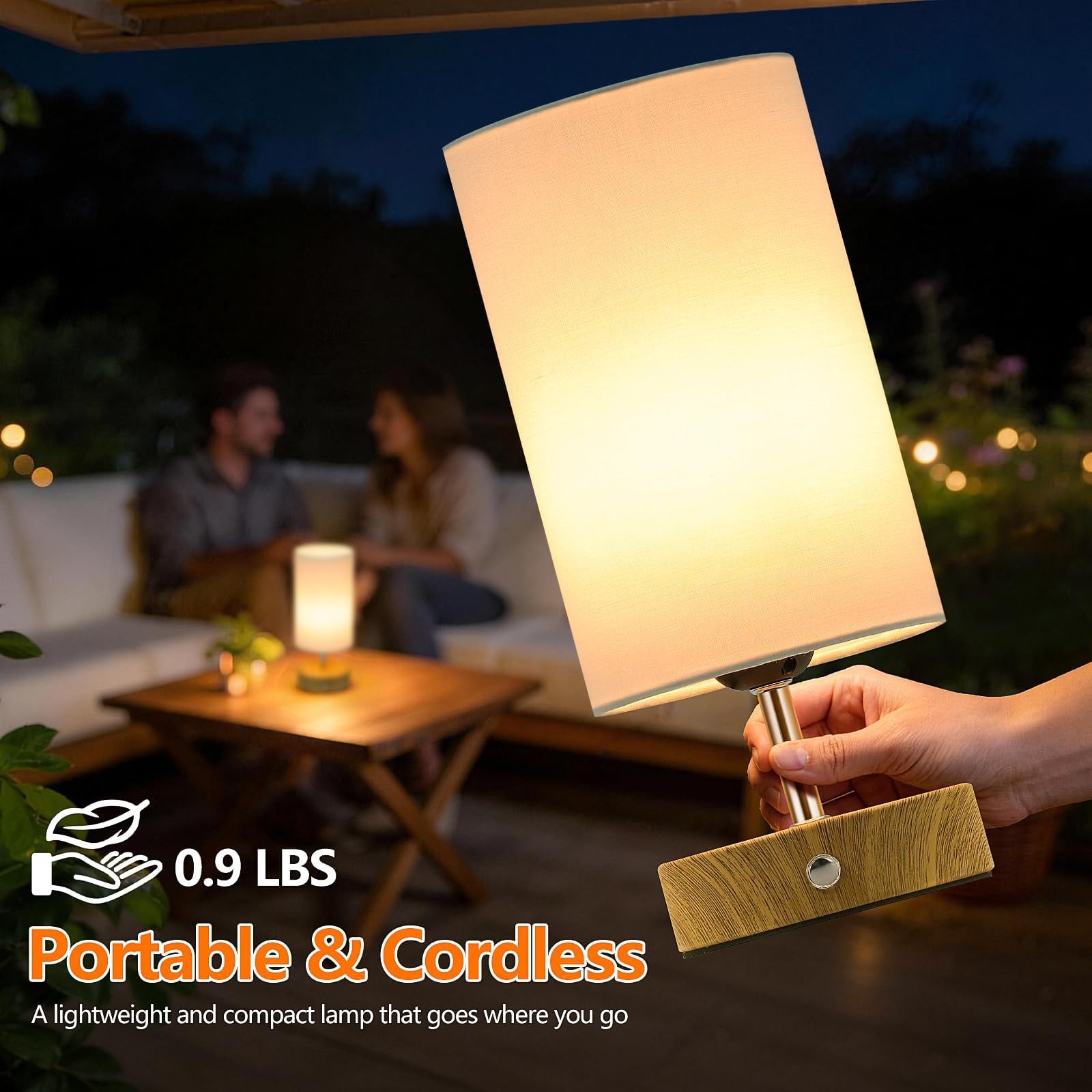 Cordless Table Lamp, Rechargeable 6000mAh Battery Operated Bedside Lamp, Port...