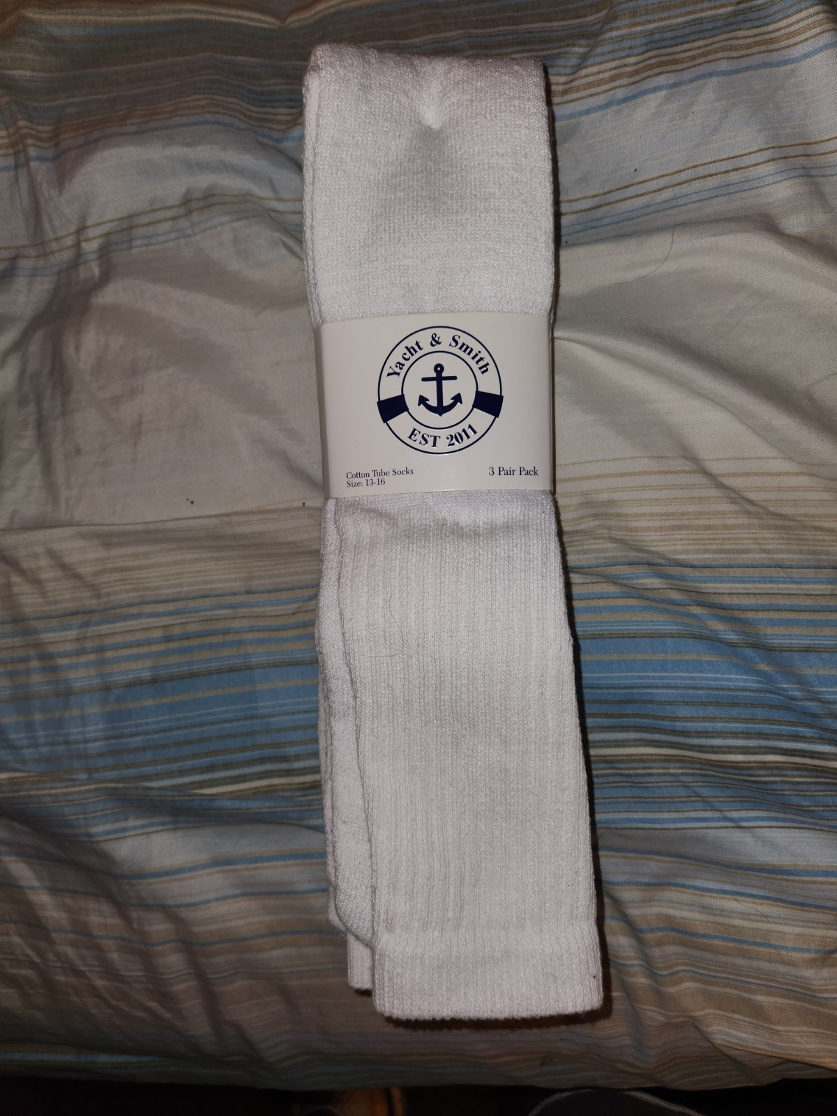 3 Pairs Yacht & Smith White Tube Socks Mens Size 13-16 New
