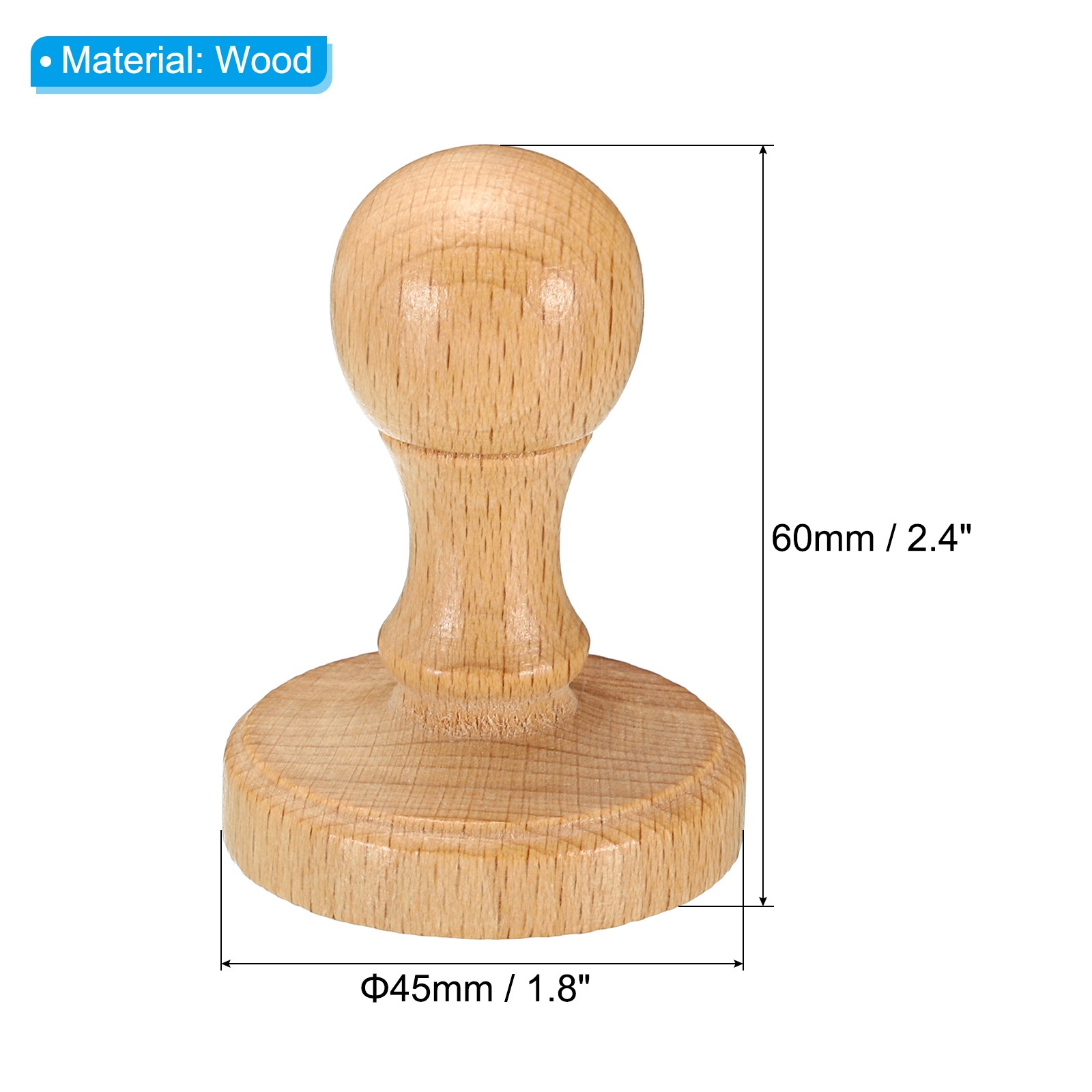 5pcs 45mm Stamp Wood Round Handle Wooden Knobs Stamp Mounts Drawer Pulls