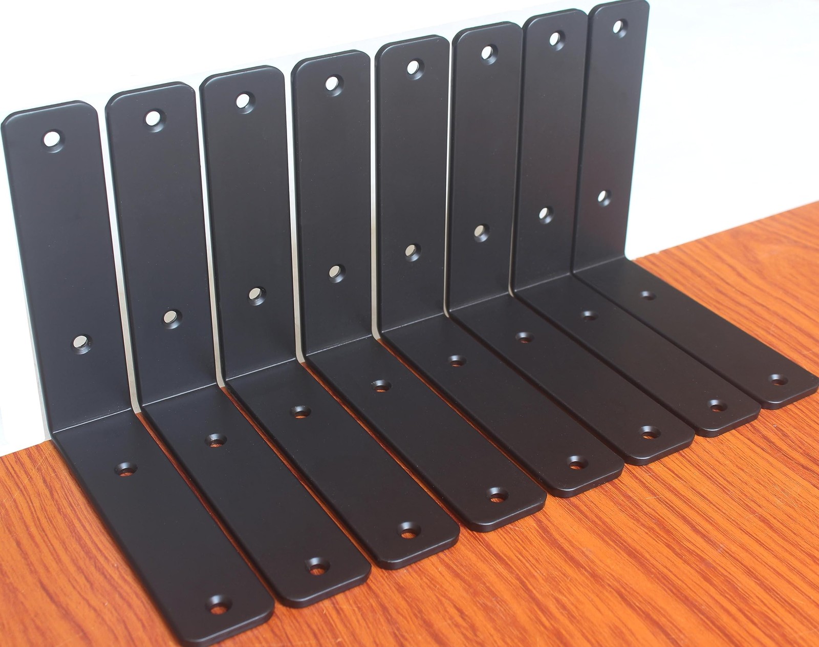 8 Pack 6x6 Inch Black L Shelf Bracket Heavy Duty Iron Floating Supports Kit