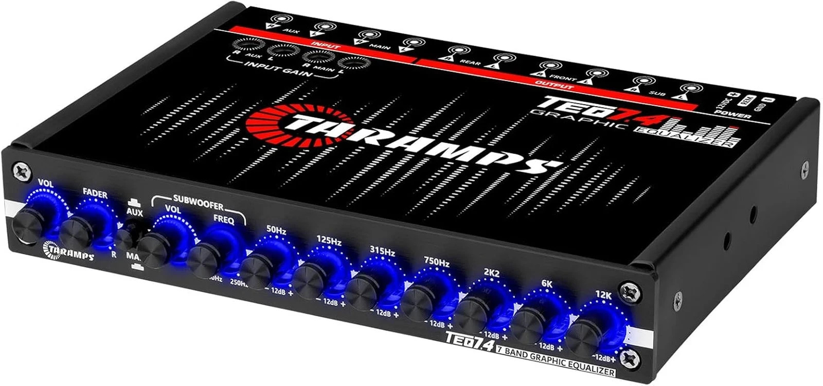 Taramps TEQ 7.4 Stereo 7-Band Graphic Equalizer Car Audio Rca Input/Output, Auxi
