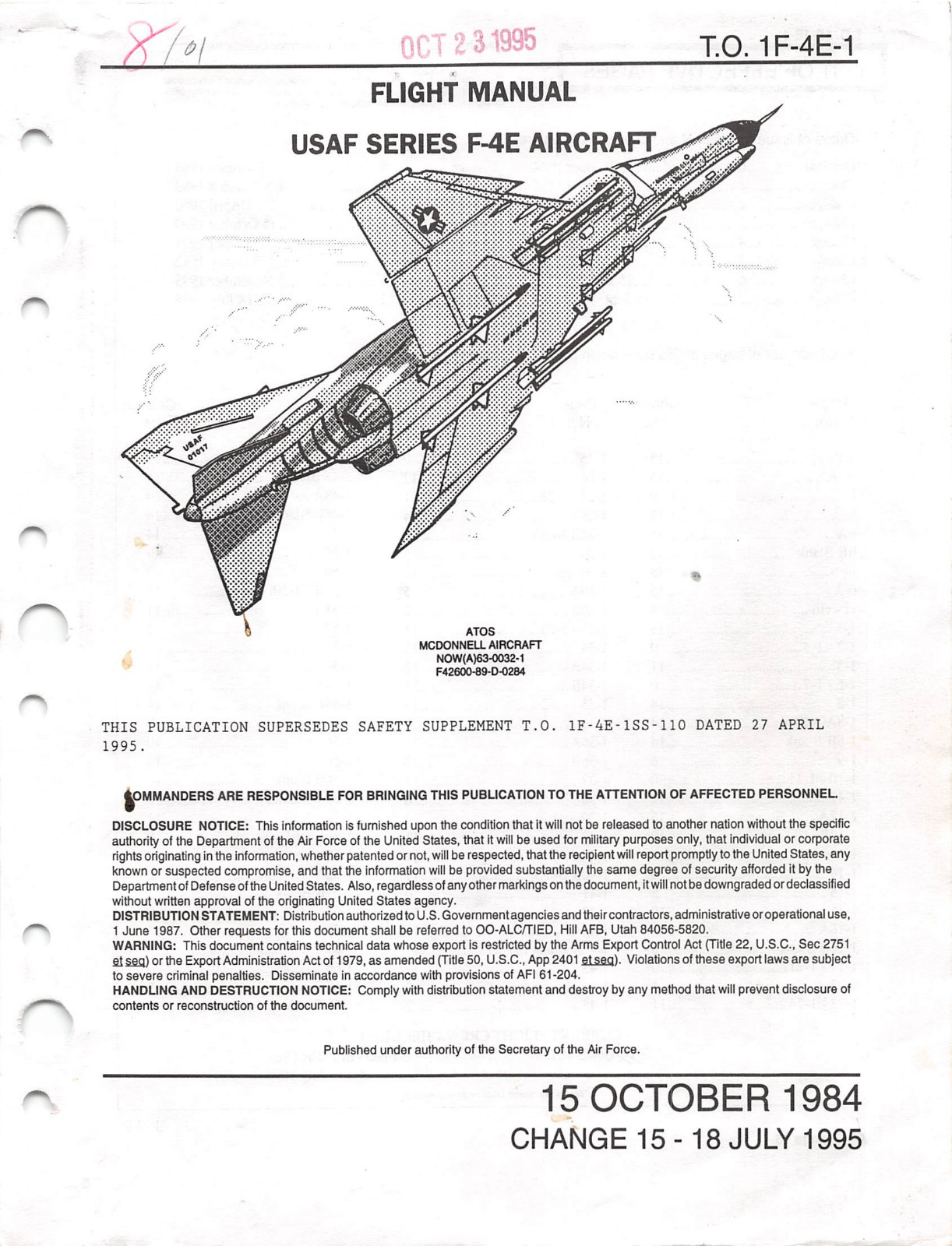 McDonnell F-4E Phantom II 1995 Flight Manual  Air Force Manual (CD version)