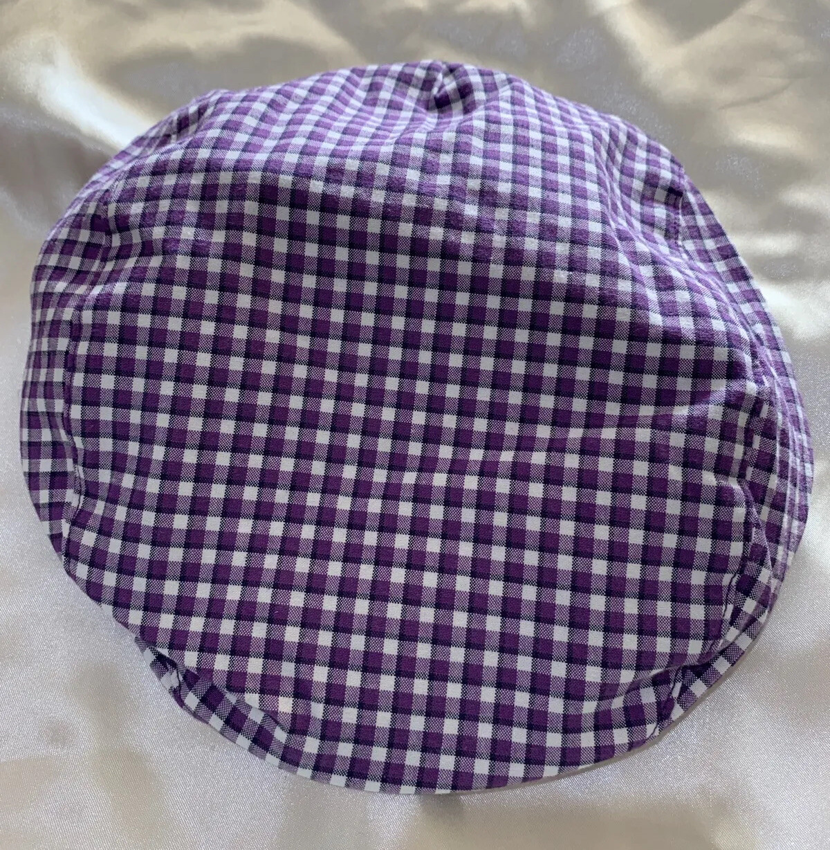 NEW W/O JANIE & JACK 2014 TATTERSALL BOYS SIZE 4-5 PURPLE/WHITE NEWSBOY CAP