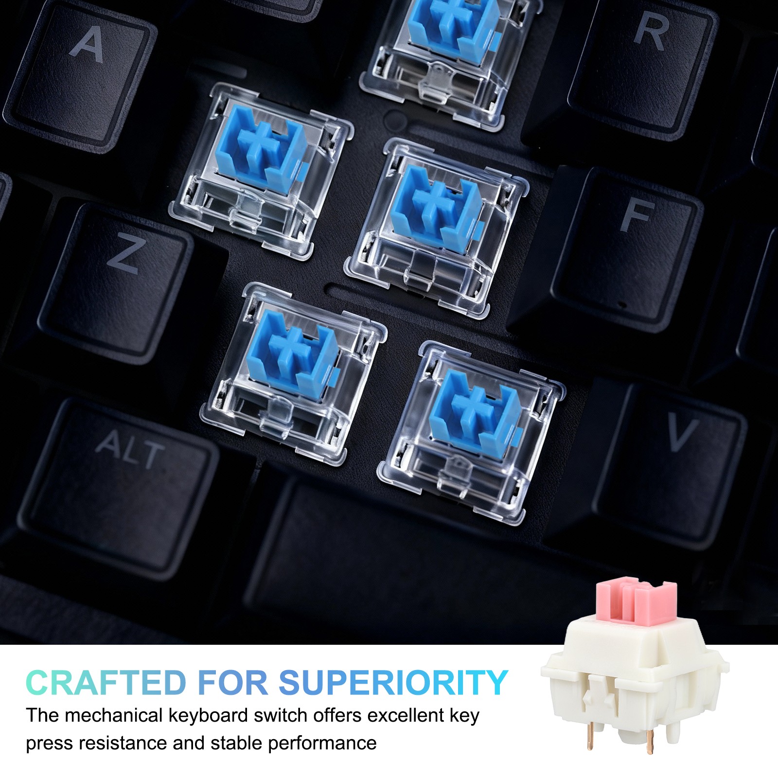10pcs Pink Keyboard Switches 5-Pin 45gf Linear Keyboard Switch Replacement