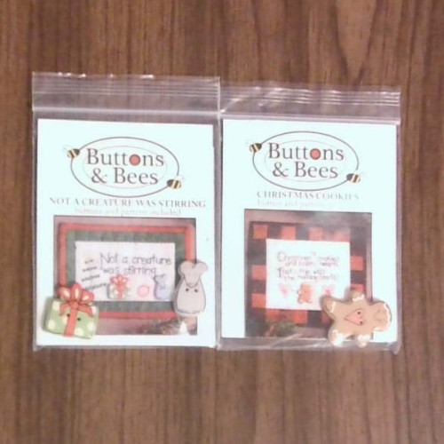Buttons & Bees Christmas Cookies & Not a Creature was Stirring pattern w buttons