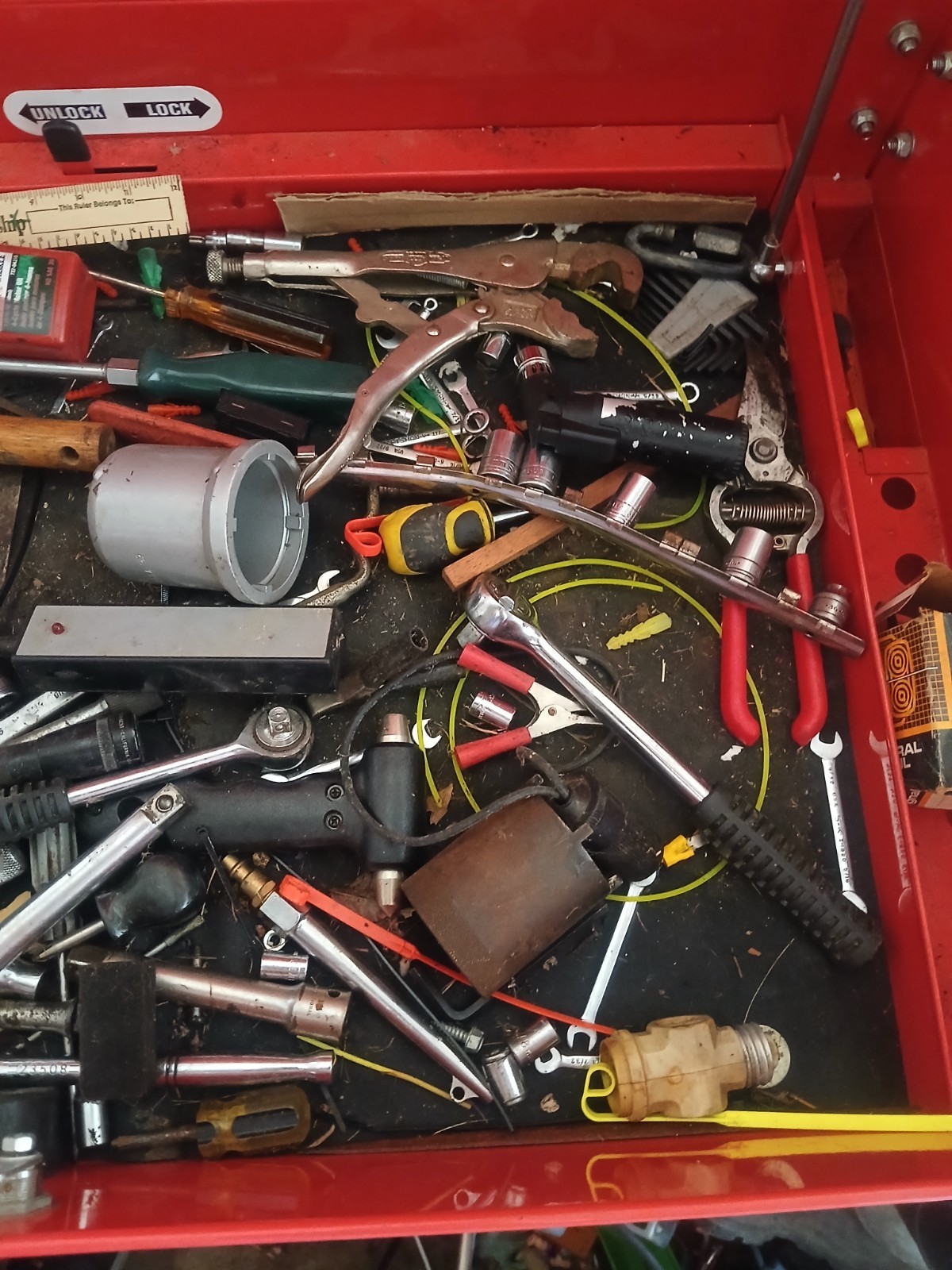 Roller Cart Tool Cabinet Storage Chest Box Red 4 Drawer + Tools