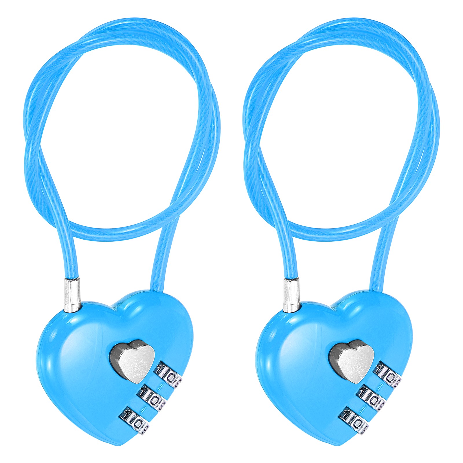 Combination Padlock (11.8 Inch, Blue)(2 Pcs), 3-Digit Heart Shaped Combo Padlock