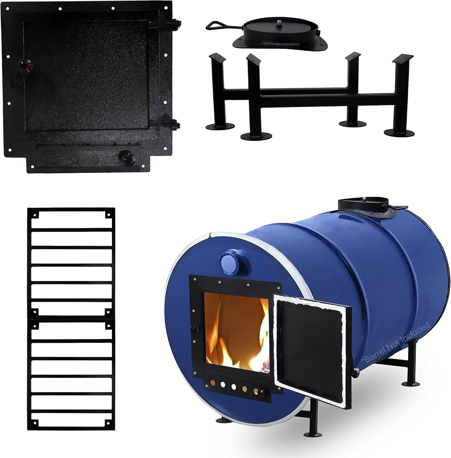 SONRET-Barrel Stoves Kit Perfect For 30-55 Gallon Drum with Burn Barrel Grate