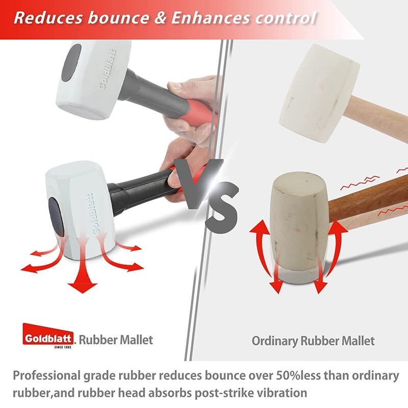 Goldblatt Rubber Mallet 16 oz with Solid Head & Soft-grip Handle Metal