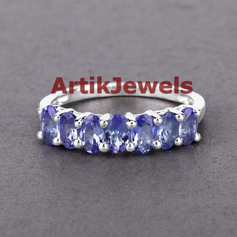 Natural Tanzanite Gemstone with 925 Sterling Silver Ring for Women's #4521
