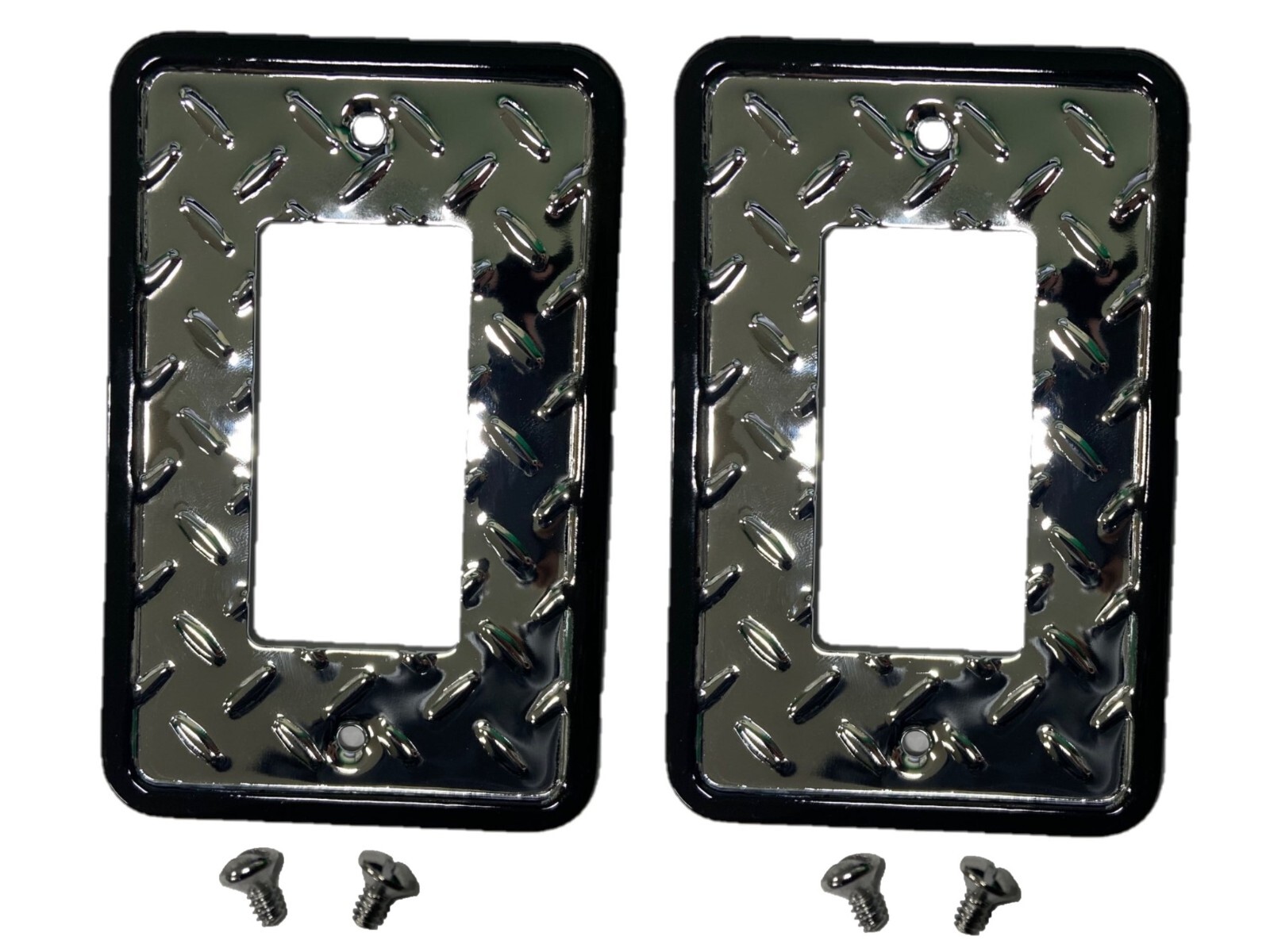 WALL COVER  (Multiple QTYS) DIAMOND PLATE SINGLE Switch Polished Chrome Black