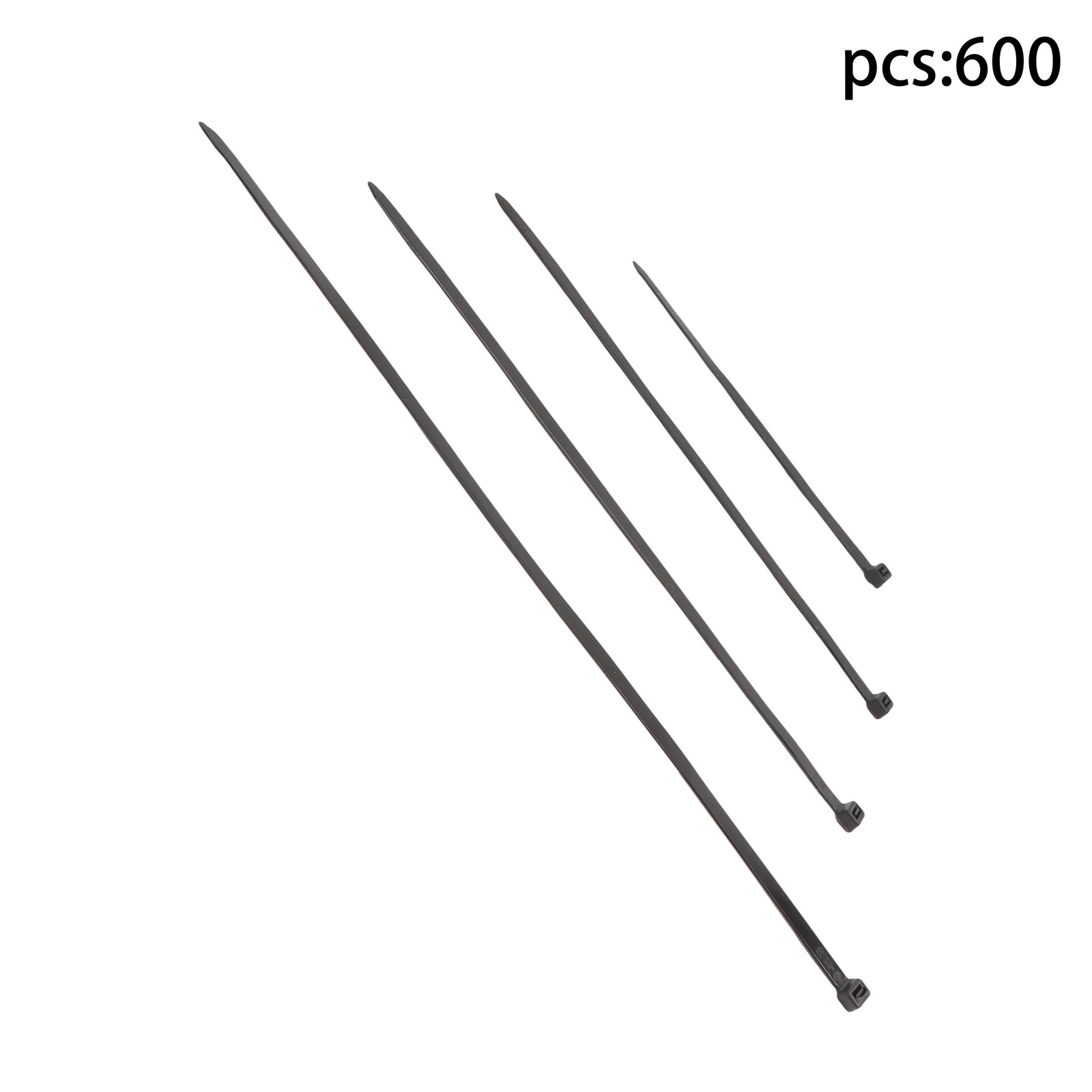 600 Pcs Self-locking Cable Ties Heavy Duty Assorted Sizes 8"+12"+14"+18" Nylon
