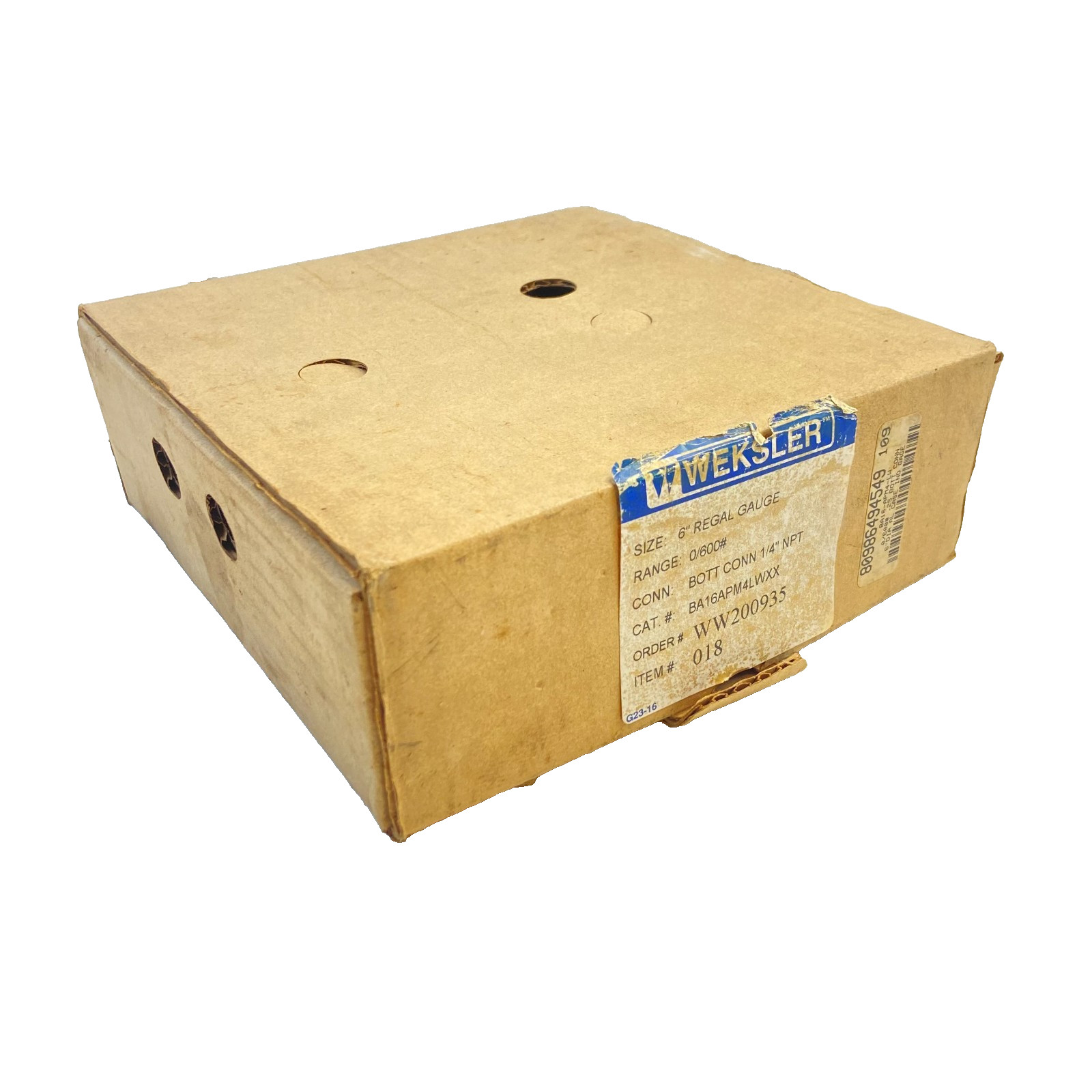 WEKSLER BA16APM4LWXX Pressure Gauge 6'' RANGE 0/600