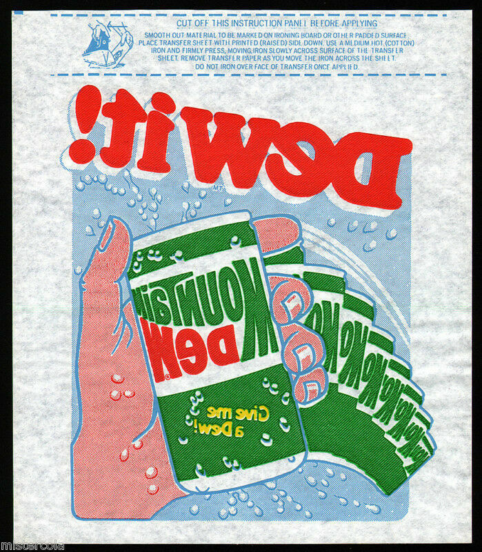 Vintage iron on transfer MOUNTAIN DEW Dew It and Give me a Dew slogans n-mint+
