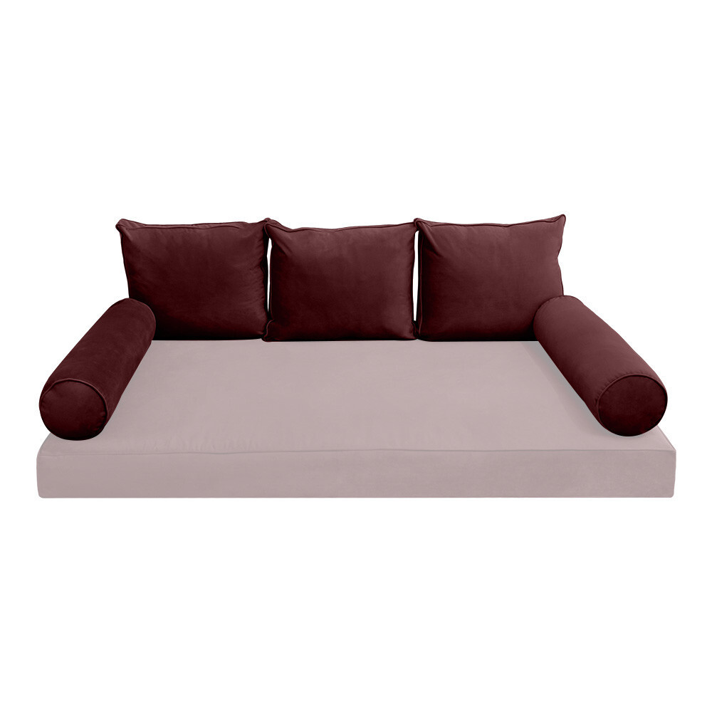 STYLE V3 Full Velvet Pipe Trim Indoor Daybed Bolster Pillow |COVER ONLY| AD368