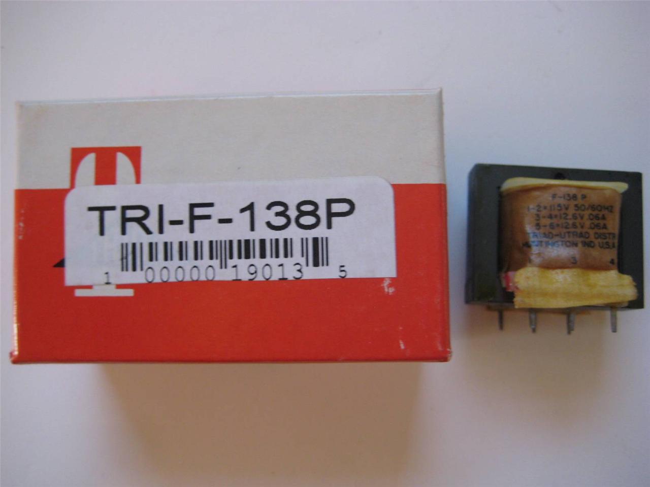 TRIAD Power Transformer F-138P Sec 12.6 25.2 VAC CT ..06 .12 amp Prim 115v  PC