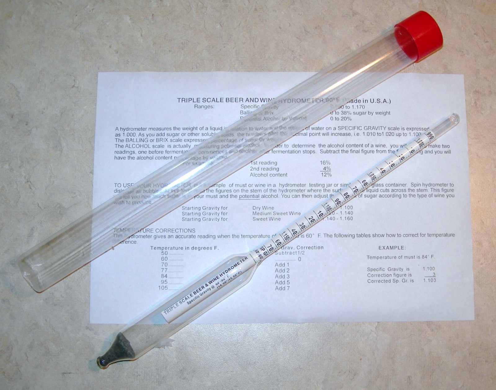 PROOF TRALLE +++ TRIPLE SCALE *2* HYDROMETERS YOU NEED BOTH! MASH THEN % ALCOHOL