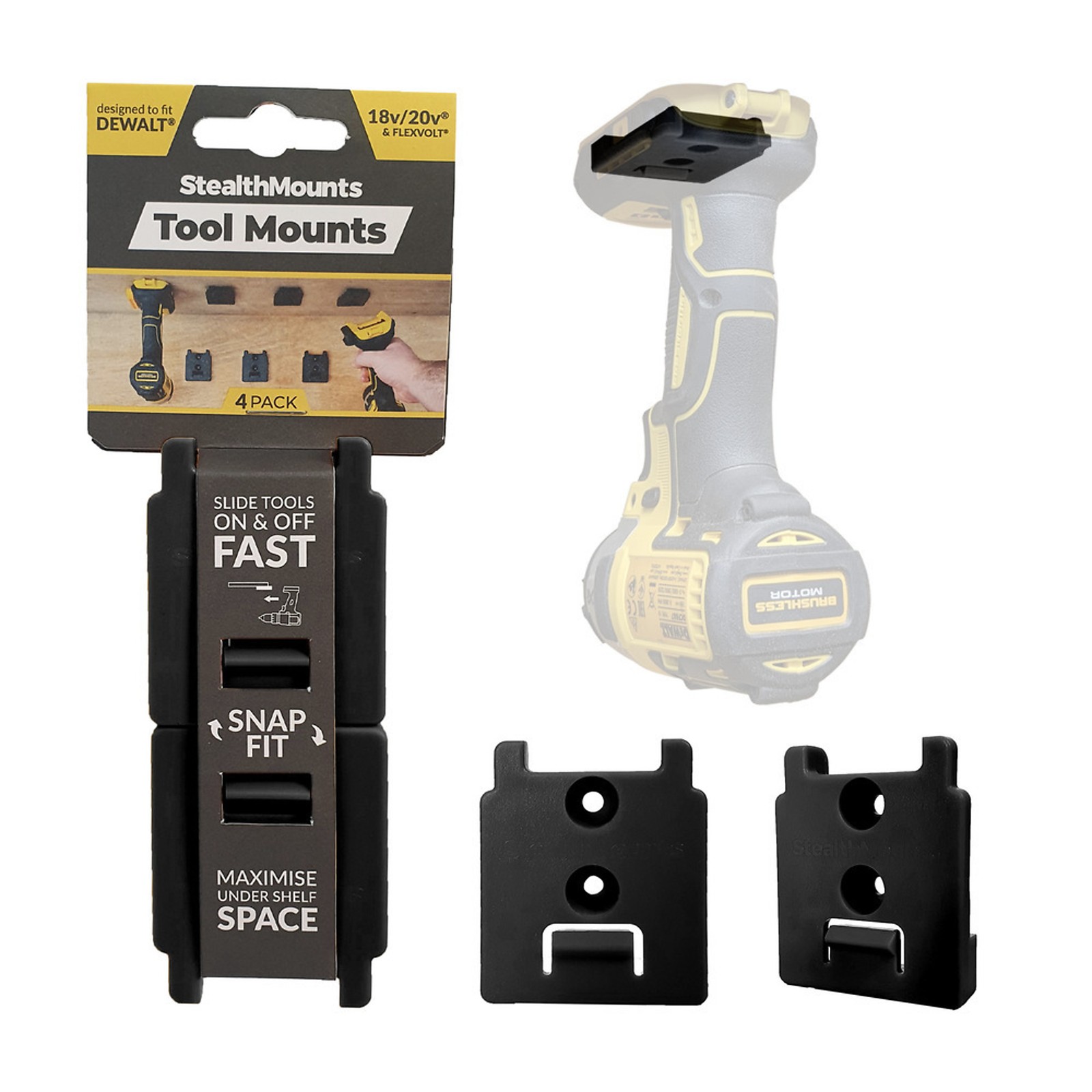 Tool Mounts compatible with DeWalt 20v/60v (4 pack)