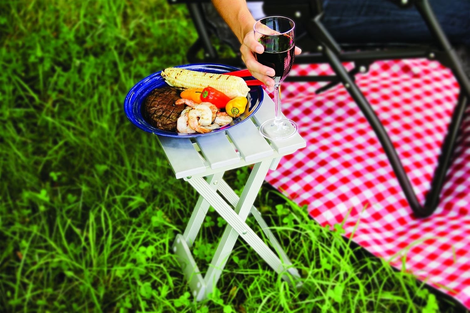 Lightweight Aluminum Folding Camping Side Table - Portable & Compact