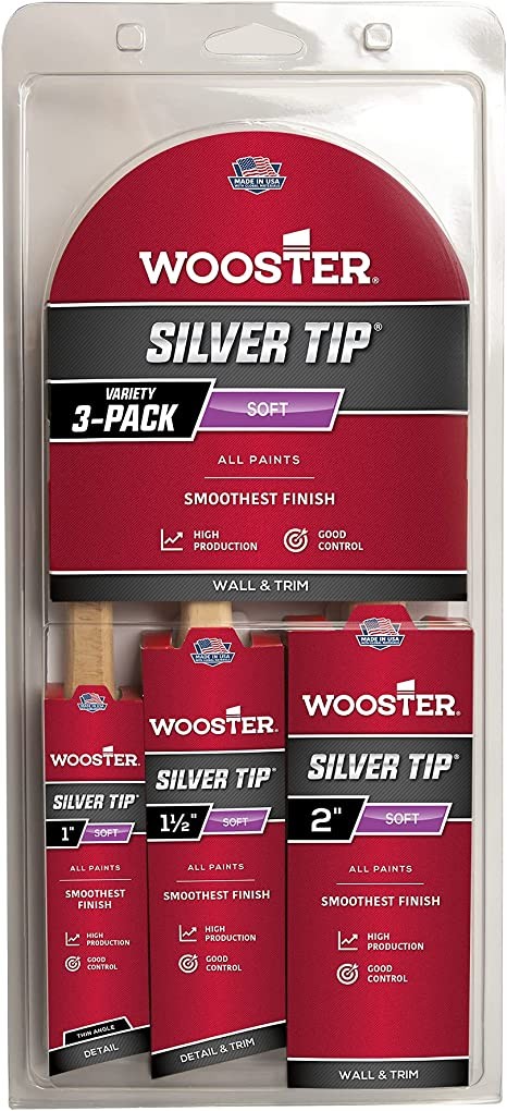Wooster Genuine Silver Tip Project 3-Pack Variety Paintbrushes - 5229