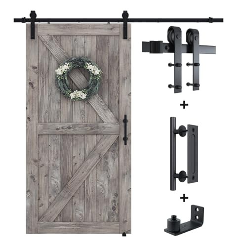6.8FT Sliding Barn Door Hardware Kit (Include 6.8ft Track Kit & Pull 6.8 Feet