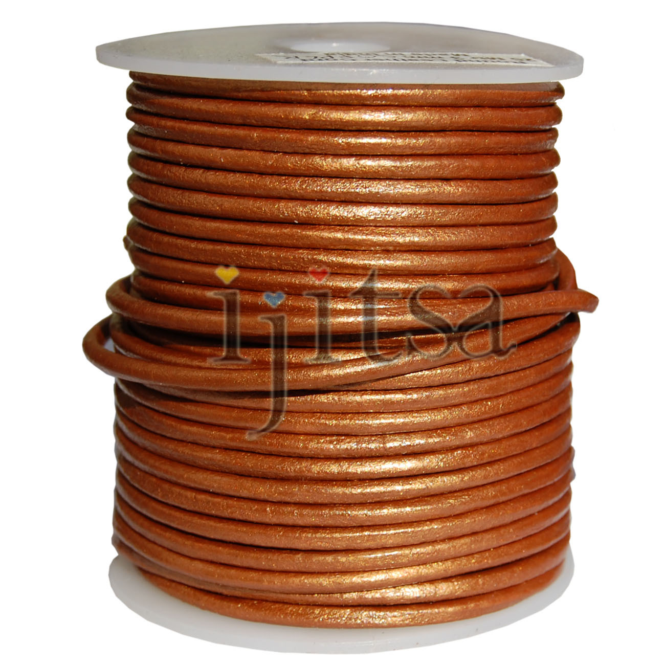 3mm round metallic Copper genuine leather cord 5 yards section