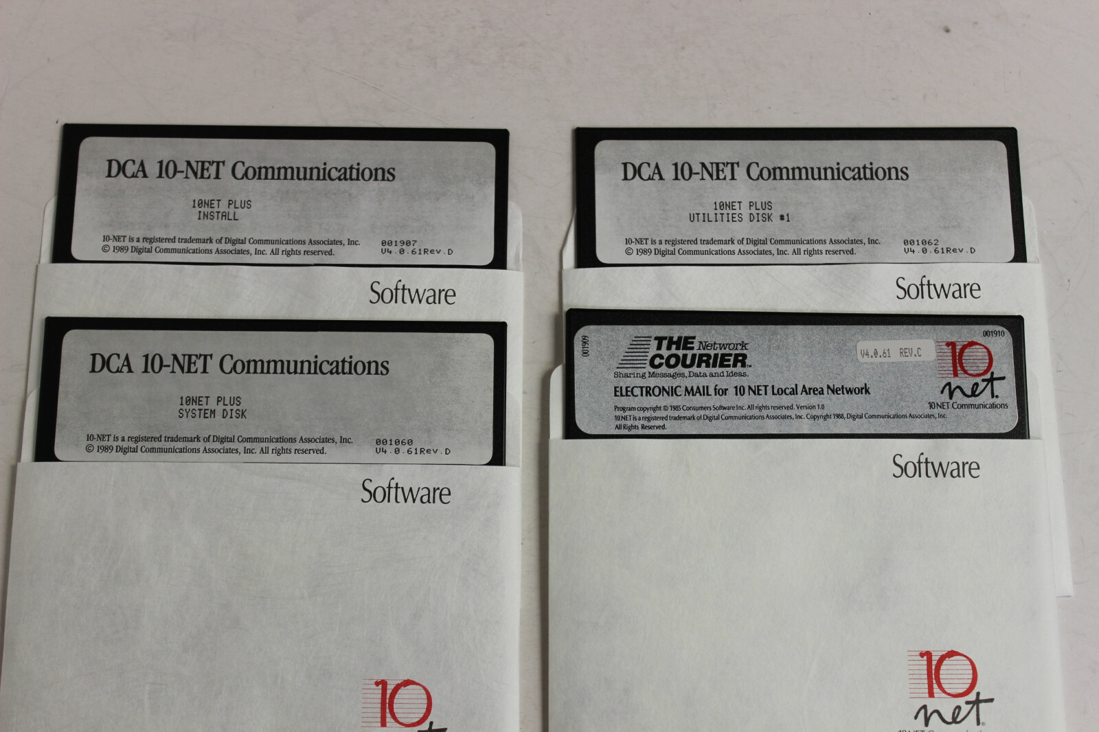 DCA 10 NET PLUS LOCAL AREA NETWORK SOFTWARE LAN V 4.0.61 REV D 5.25 DISKETTES
