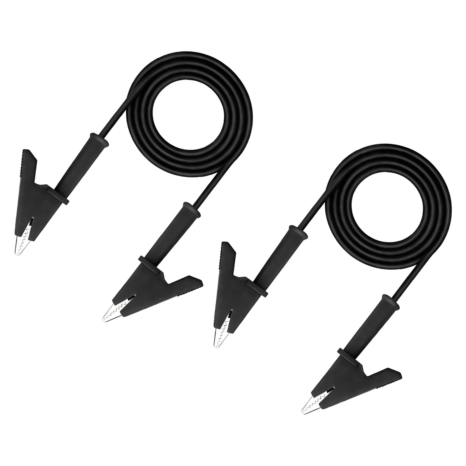 2Pcs Dual-ended Alligator Clips Test L-eads 15A 1m/3.28ft Black