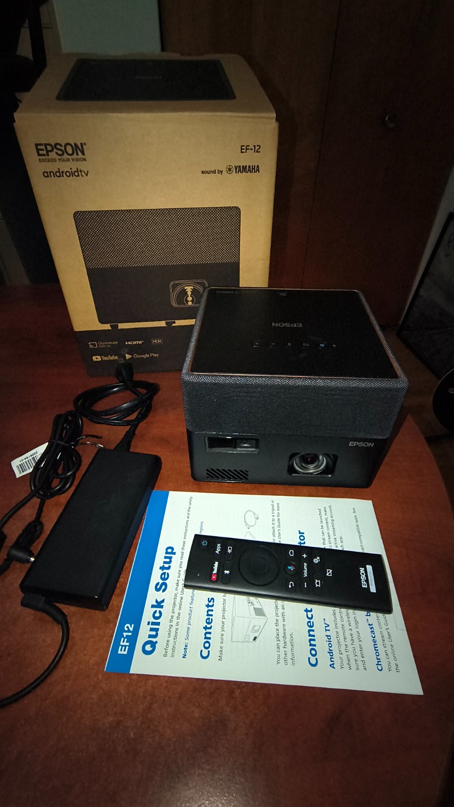 Epson EF-12 Portable Desktop LCD Laser Projector, Android TV, HDMI, Black