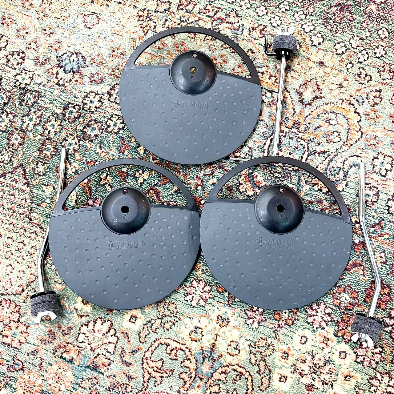Lot of 3 Yamaha PCY90-AT 3-Zone 10 Inch Cymbal Pads & Arms DTX450K 400K 430K