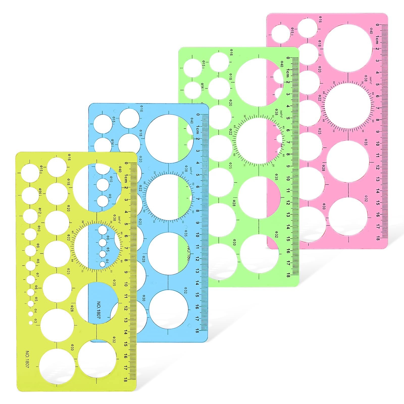 4 Pcs Circle Template for Drawing Circle Stencils Drafting Tools Set Stencil ...