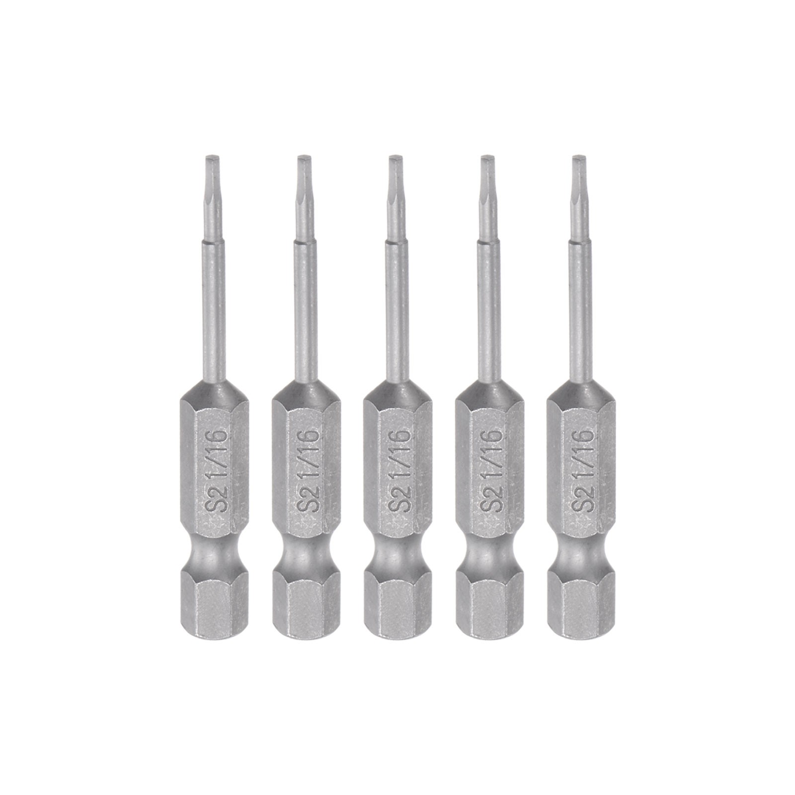5pcs 1/16" Hex Screwdriver Bit 1/4" Hex Shank 2" Length Magnetic Power Drill Bit