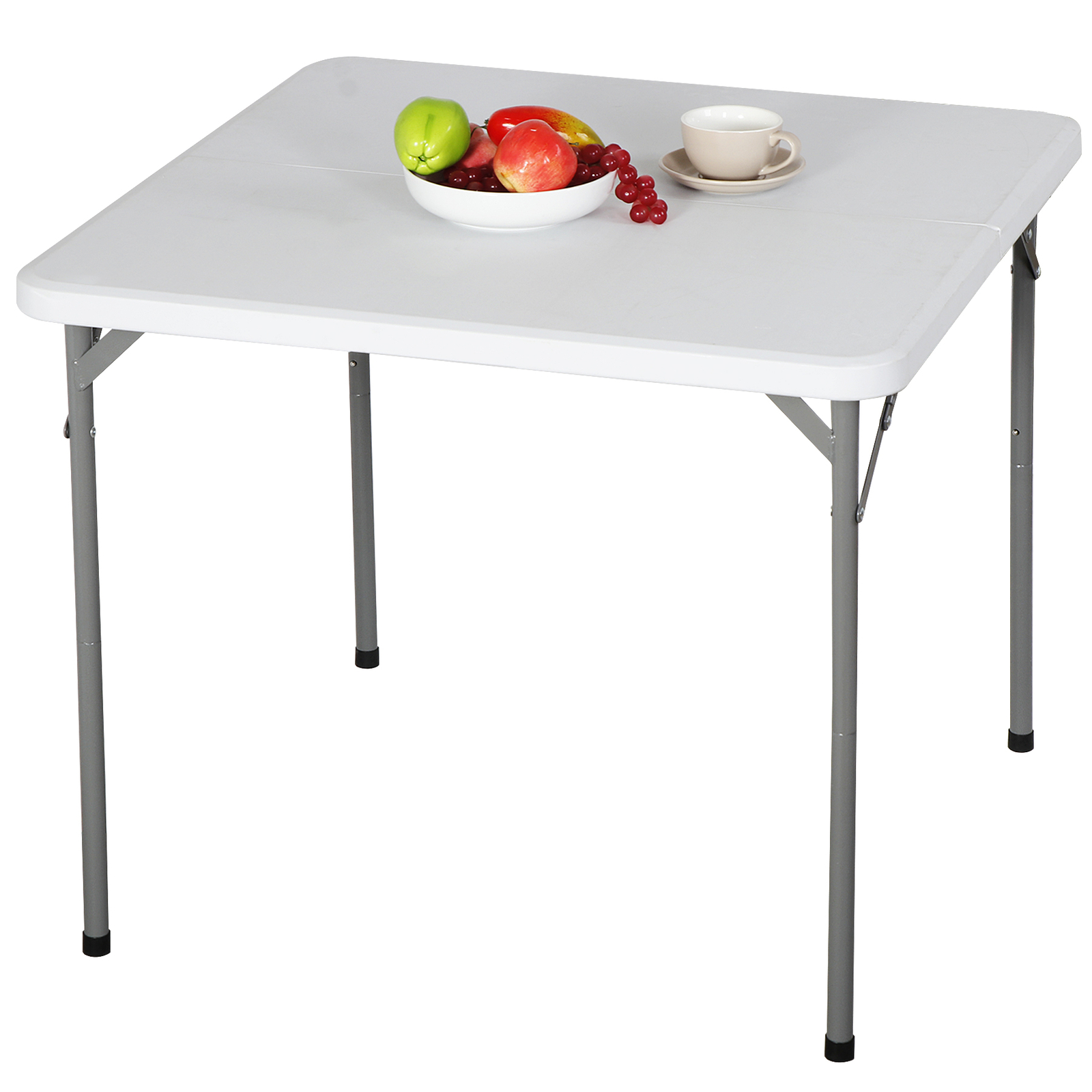 34" Plastic Square Table for Puzzles Crafting Fold in Half Camping Table Utility