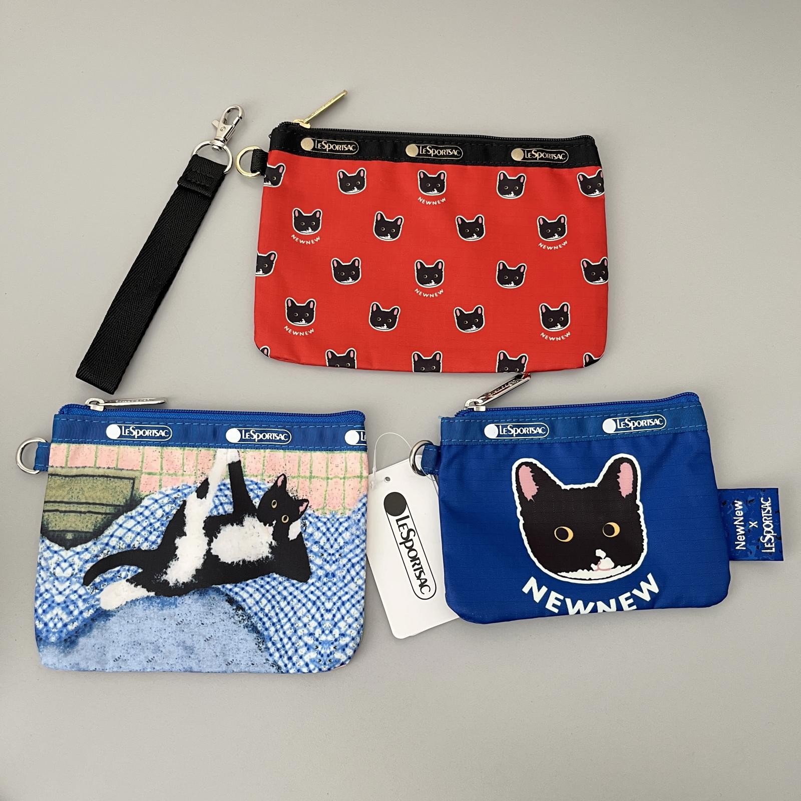Lesportsac NewNew Cat Wristlet Pouch Set of 3 NWT