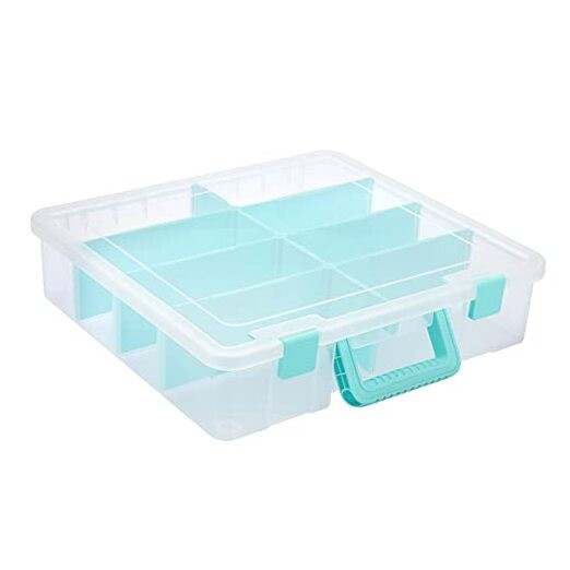 Clear Plastic Dividing Storage Box with 8 Compartments 15.1x13.9x3.5 Inches