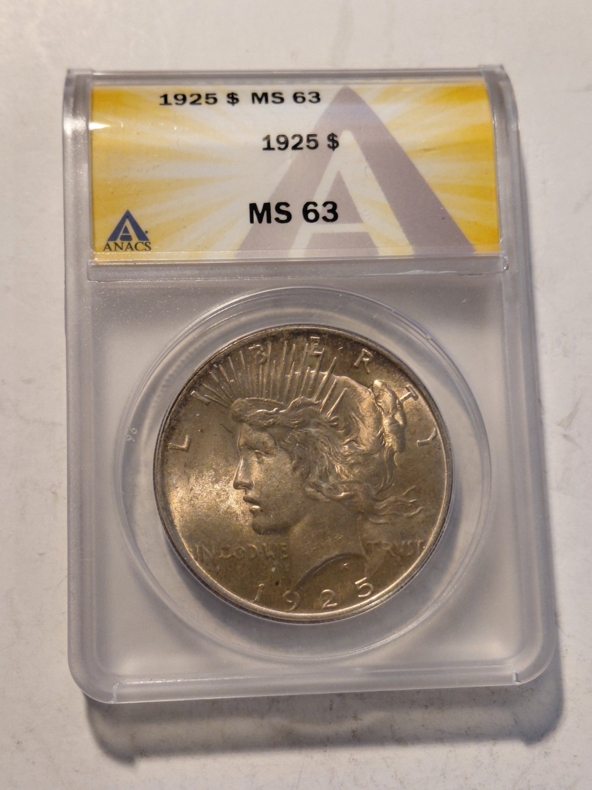1925 Peace Dollar ANACS MS 63