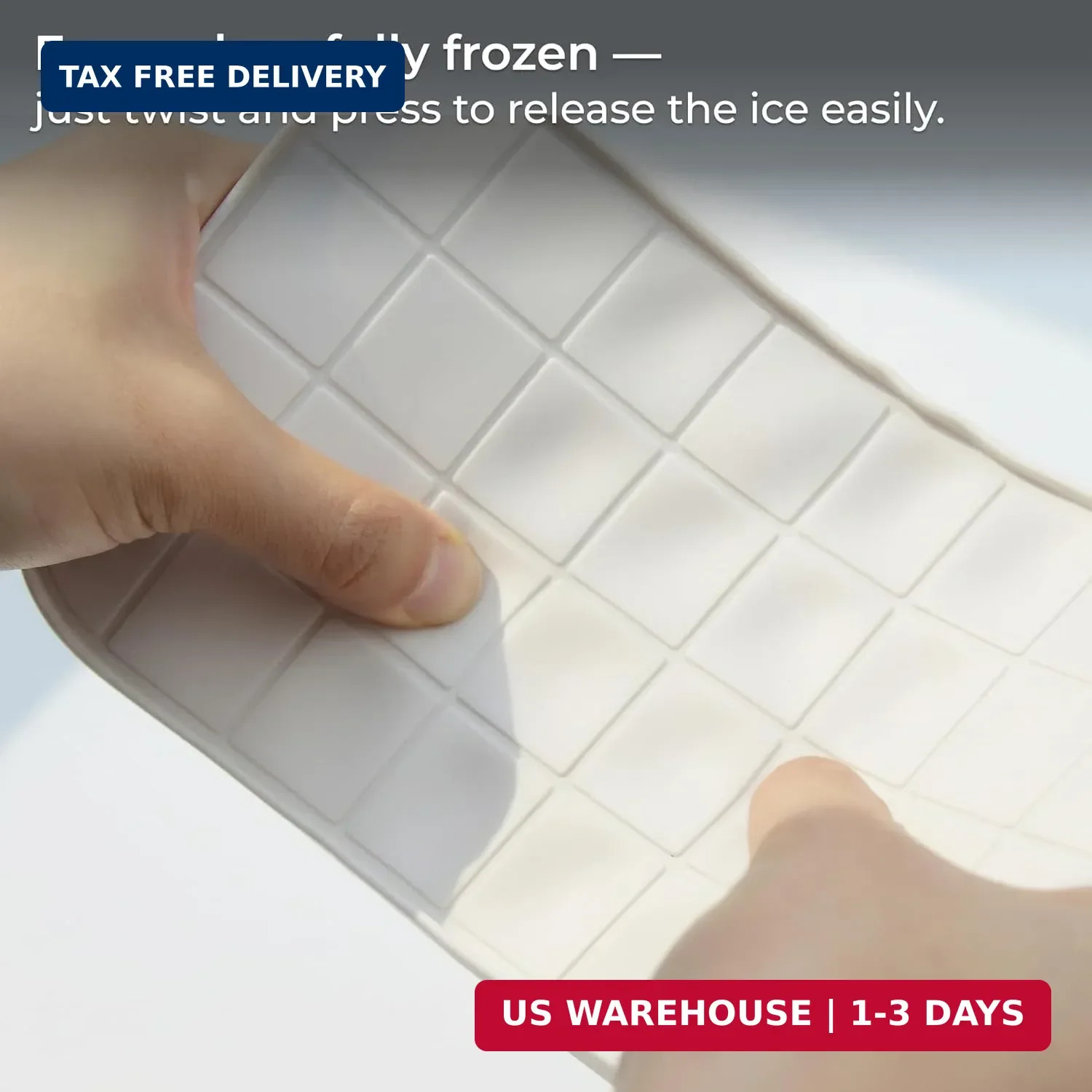 Ice Cube Tray Set with Lid & Bin, 2 Silicone Trays (32-Cube Each, 64 Total), Eas