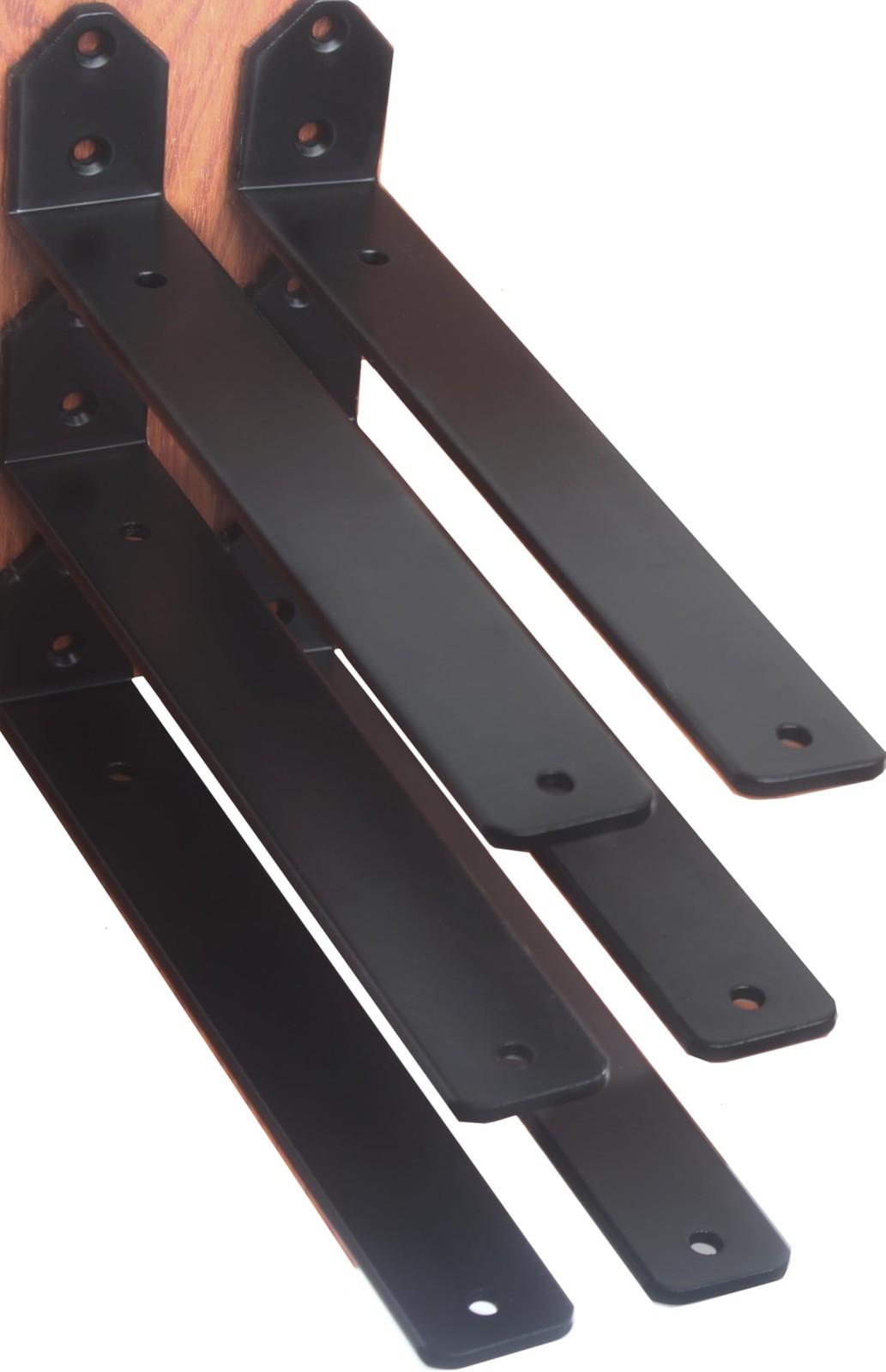 6 PCS Black L Floating Shelf Brackets 5x2x1.5 Inch 5mm Thick Iron Metal