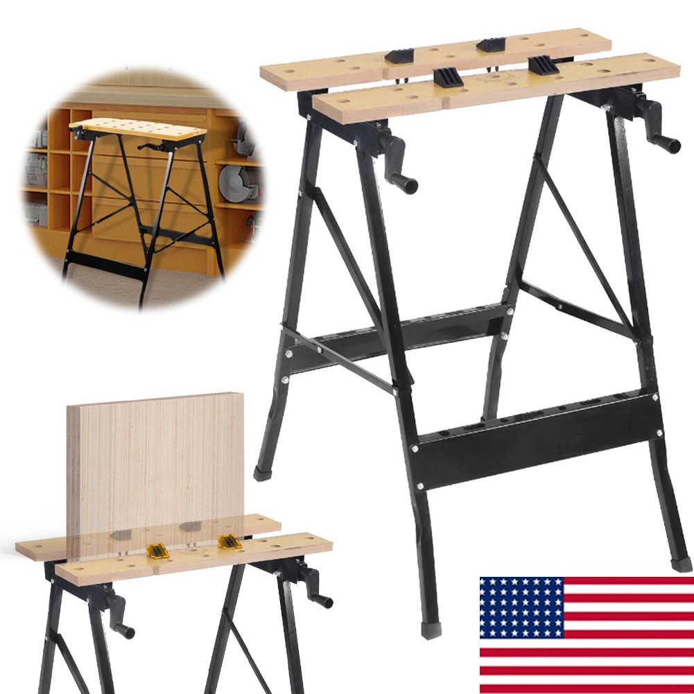 Foldable Wooden Workbench Bench Work Portable Clamping Folding Worktop Table DIY