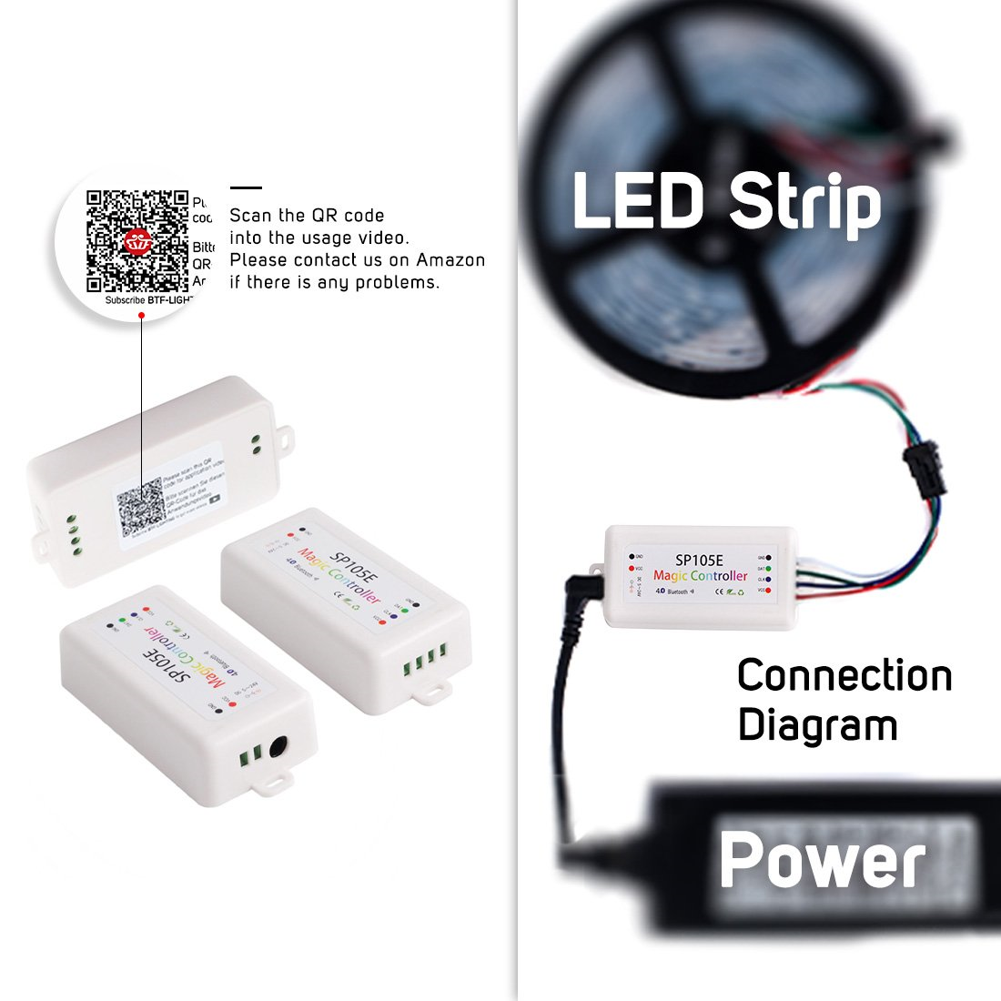 SP105E Controller DC5~24V Bluetooth APP Control WS2811 WS2812B APA102 LED Lights