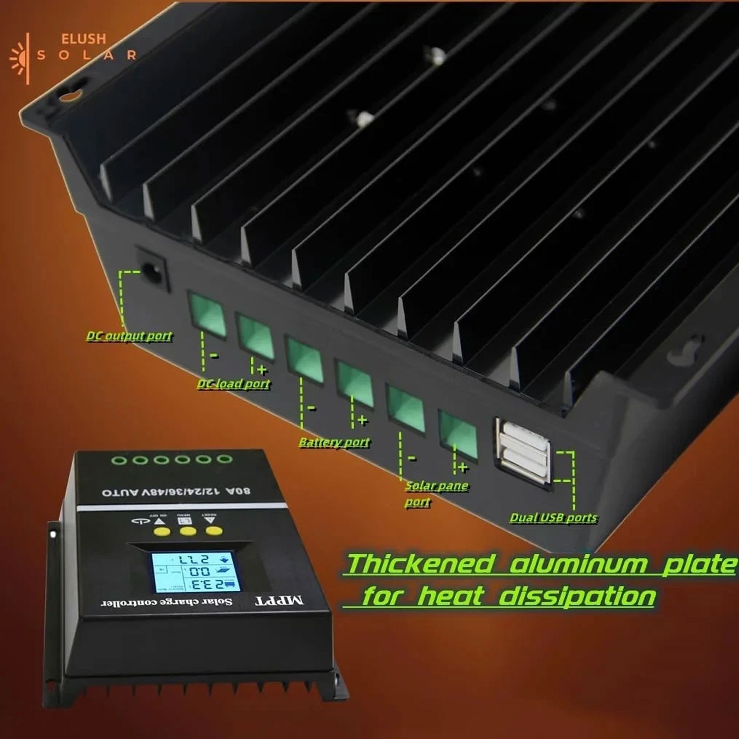 MPPT 12V/24V/36V/48V Solar Charge Controller Tools 100A LCD Dual USB