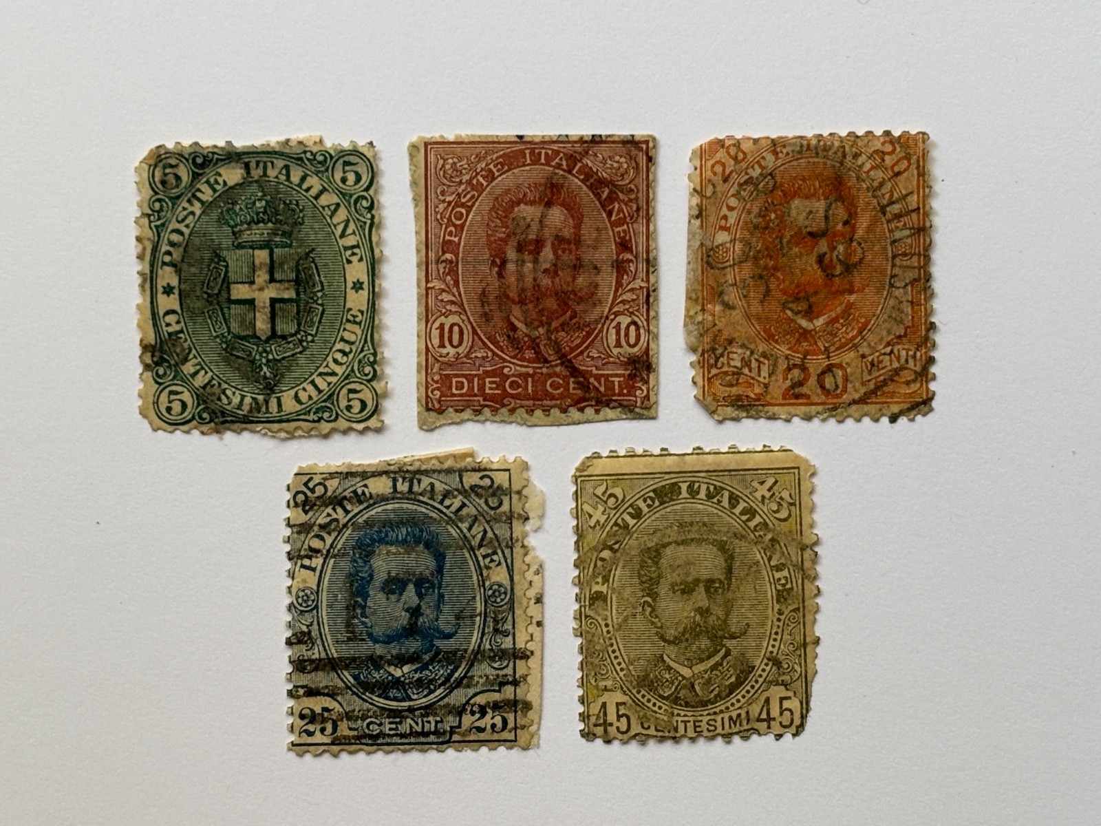 Italy  Scott #67,68,69,70,71 - (1891-96) Used - Free Shipping