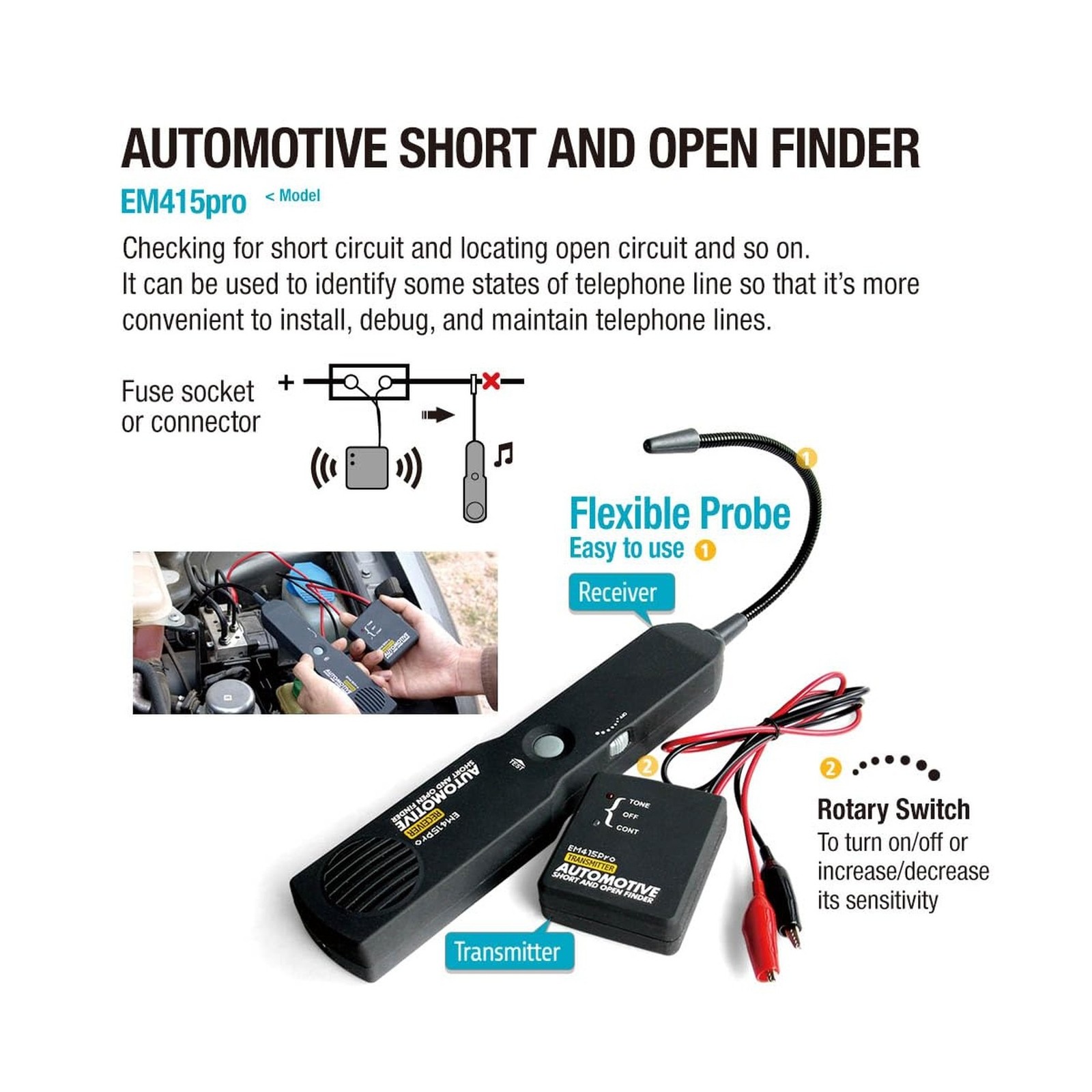 allsun em415Pro Cable Tracker Electrical, Auto Circuit Tester,Short... Fast Ship