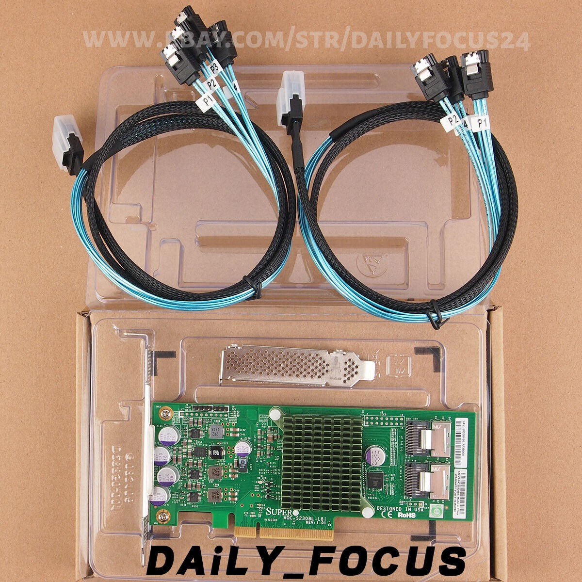 AOC-S2308L-L8I IT MODE PCI-E 3.0 SAS2308 ZFS UNRAID HBA 6Gbps 2x SFF-8087 SATA