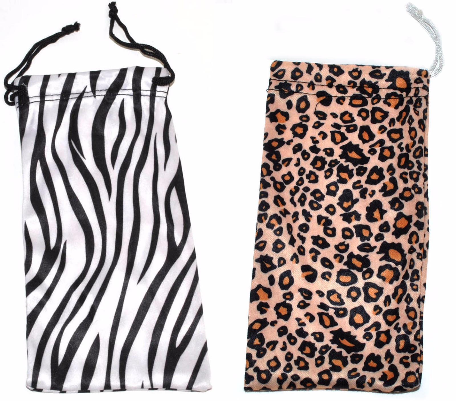 LEOPARD and ZEBRA SUNGLASSES EYEGLASSES SOFT POUCH CARRY BAG CASE (2 PIECES)