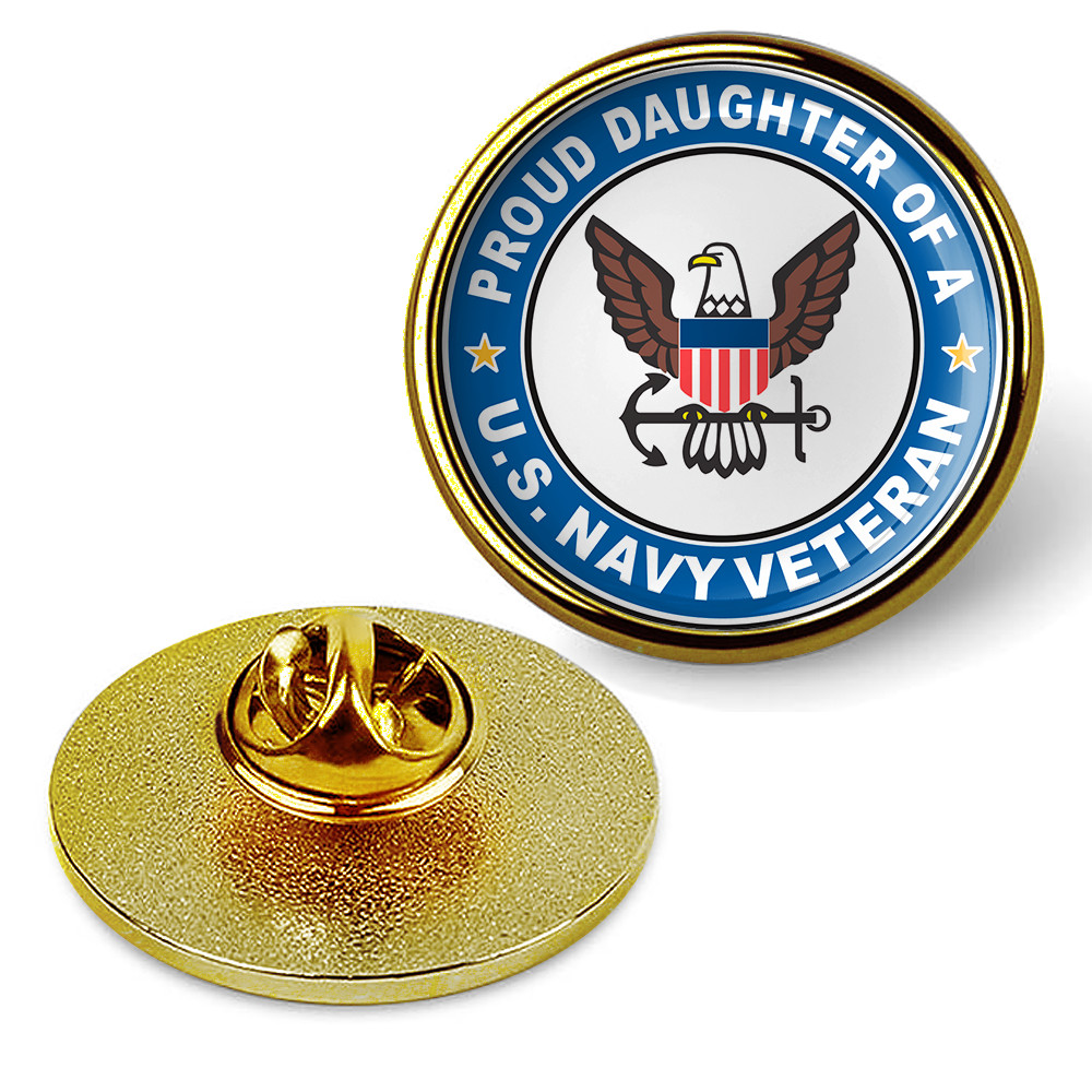 U.S. Navy Veteran Proud Daughter Tie Tac, Hat Pin, Military Lapel Pin - Gold
