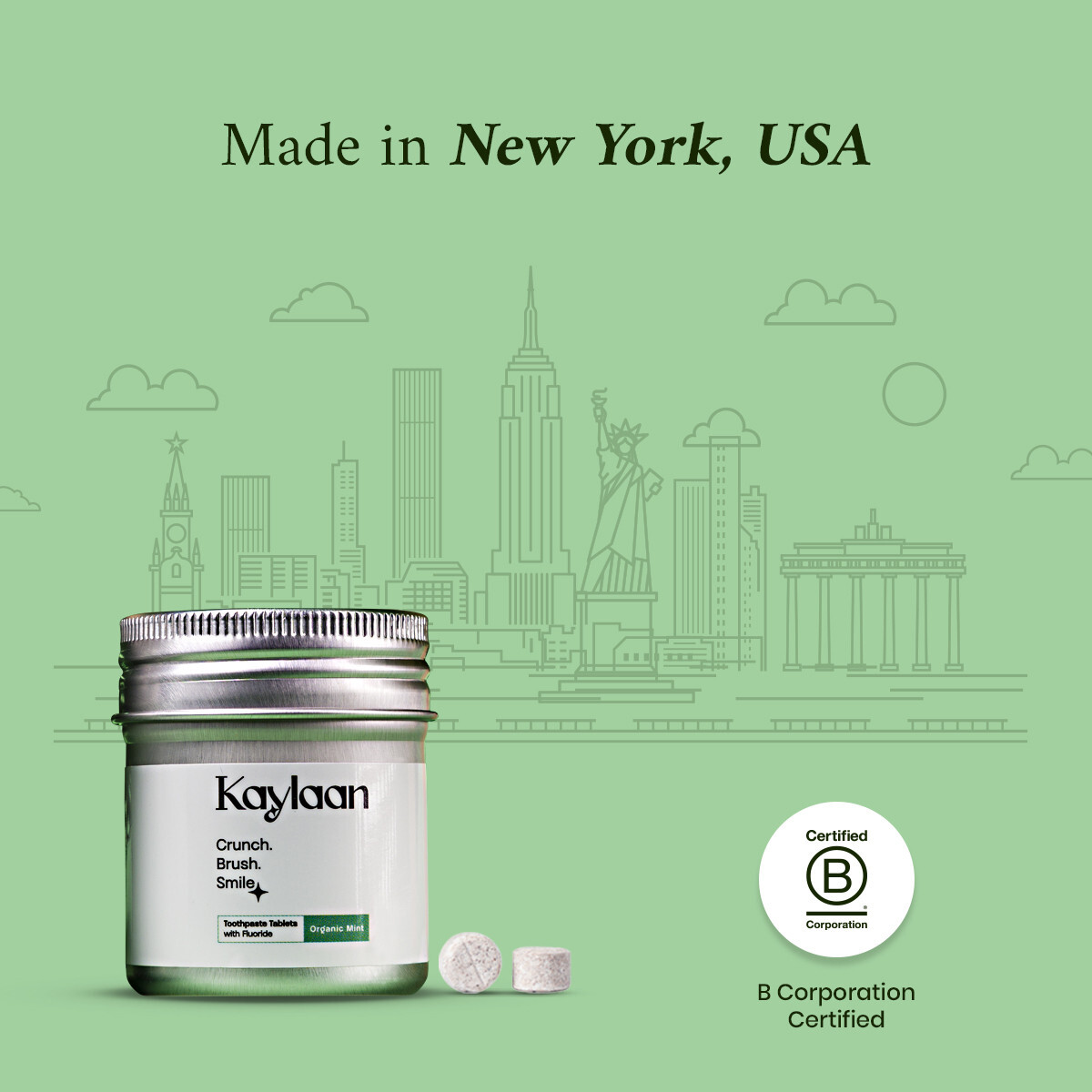 Kaylaan Fluoride Toothpaste Tablets - Mint Flavored - 90 Counts