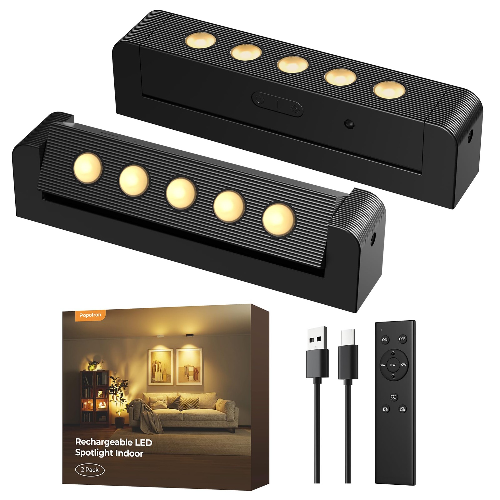 Spotlights Indoor with Daily Auto Timer, 5500mAh Rechargeable Plant Lights, W...
