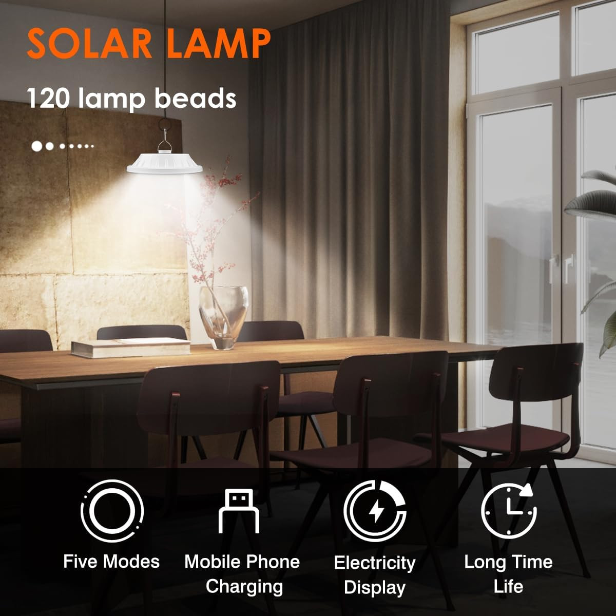 Solar Hanging Light Camping Outdoor Light Lamp Lantern Rechargeable With Remote