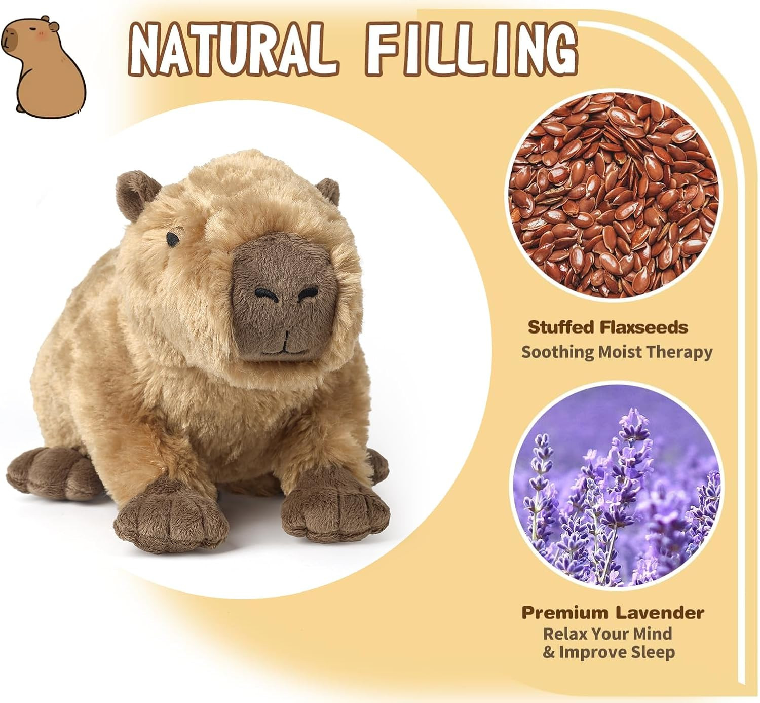 Microwavable Capybara Plush Heated Cooling Lavender Scent Stuffed Animal Gift